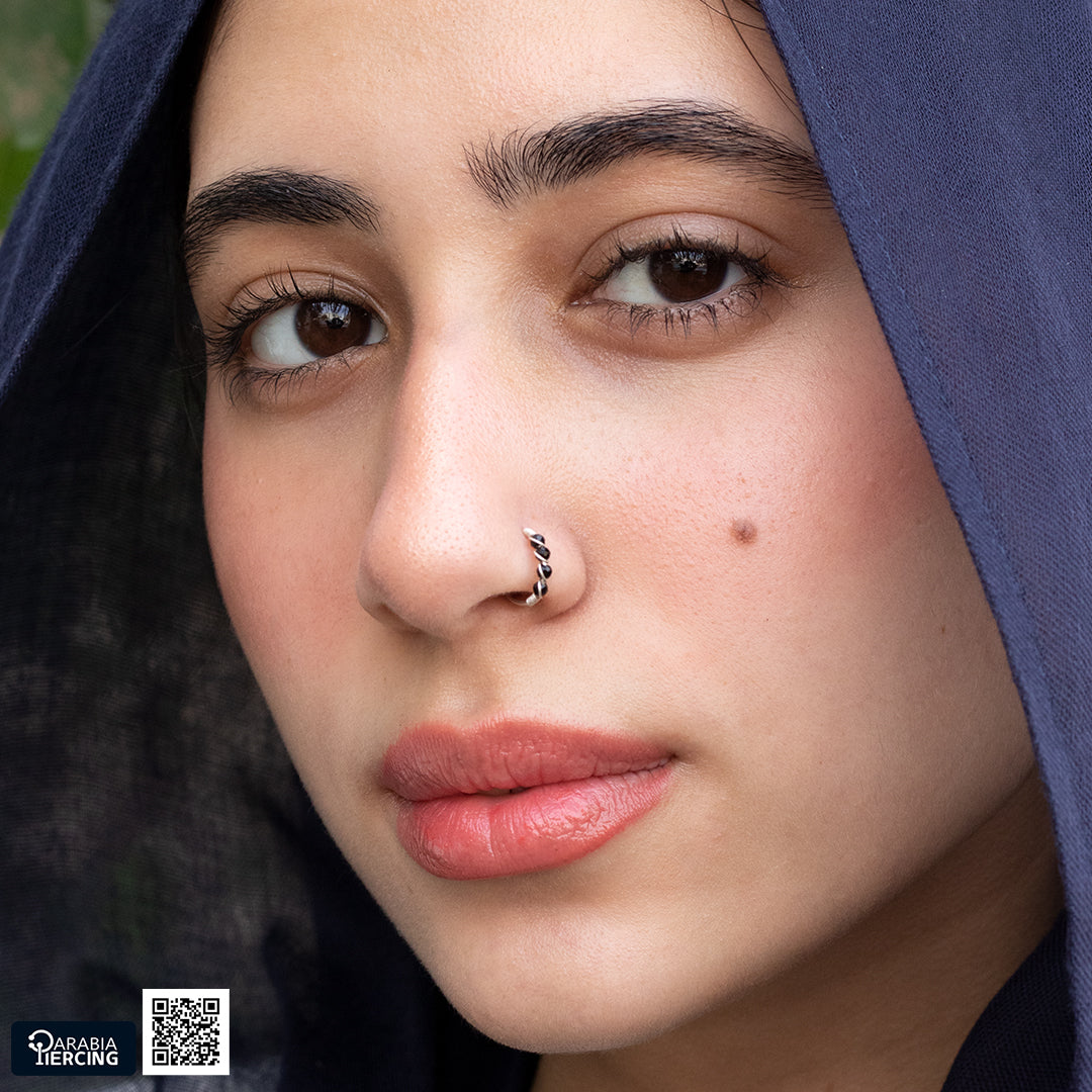 4 Dots Colorful Silver Nose Hoop