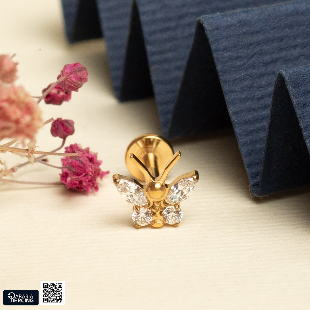 Golden Butterfly Titanium Flatback