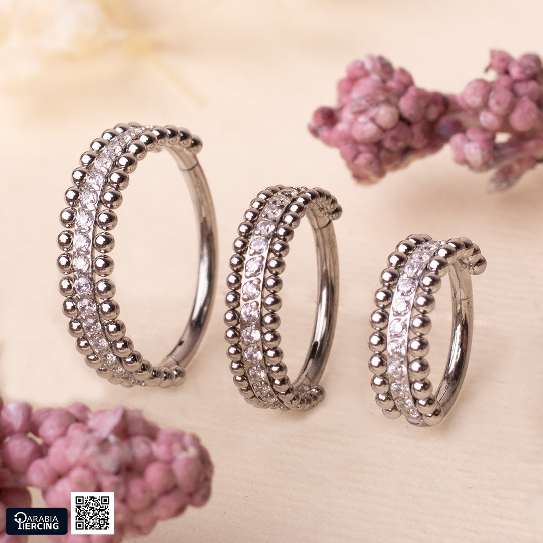 Beaded Crystal Clicker Hoop