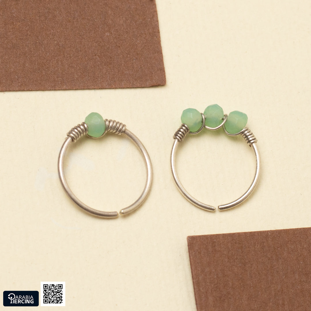 Colorful Dots Silver Nose Hoop
