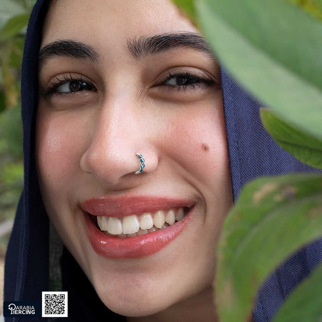 4 Dots Colorful Silver Nose Hoop