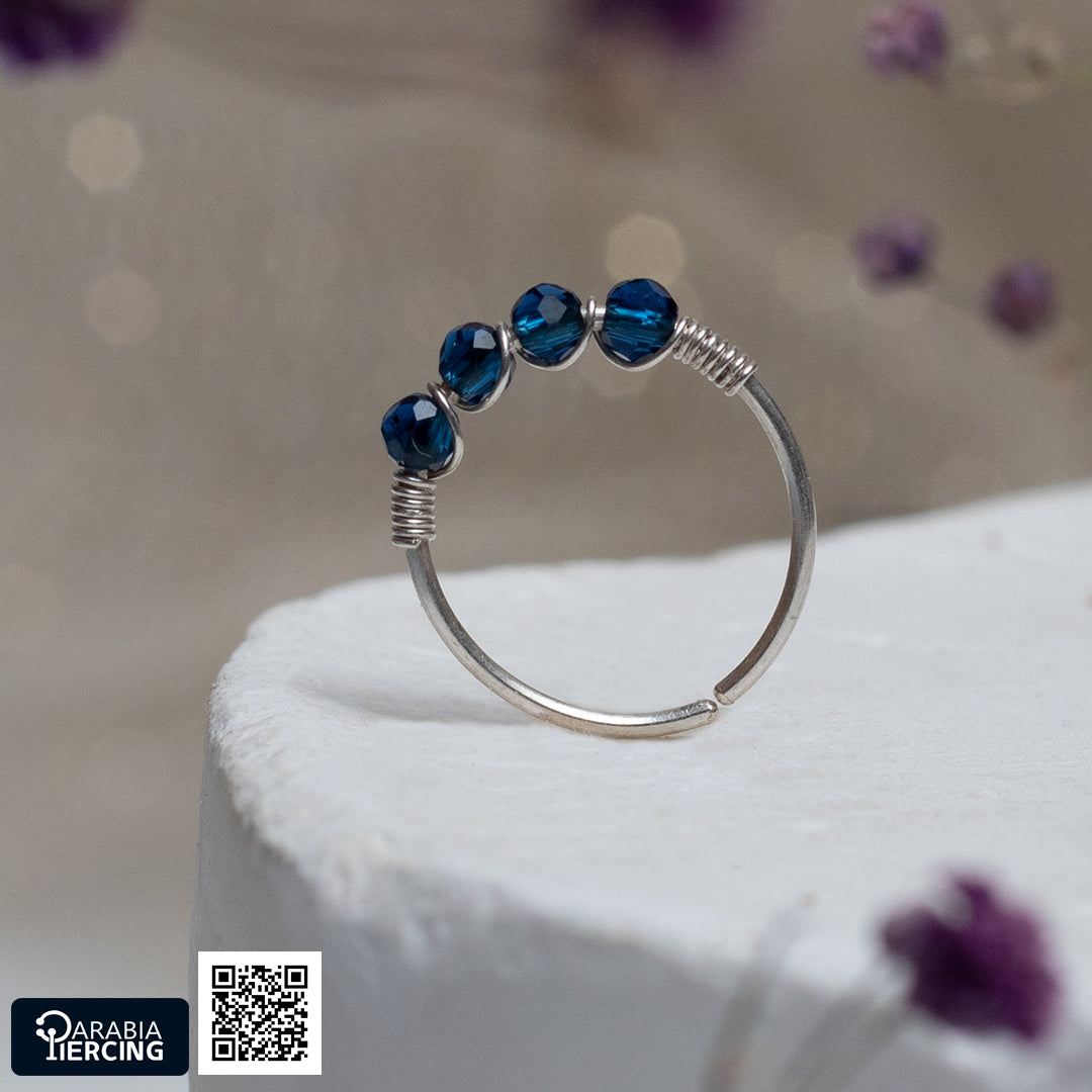 4 Dots Colorful Silver Nose Hoop