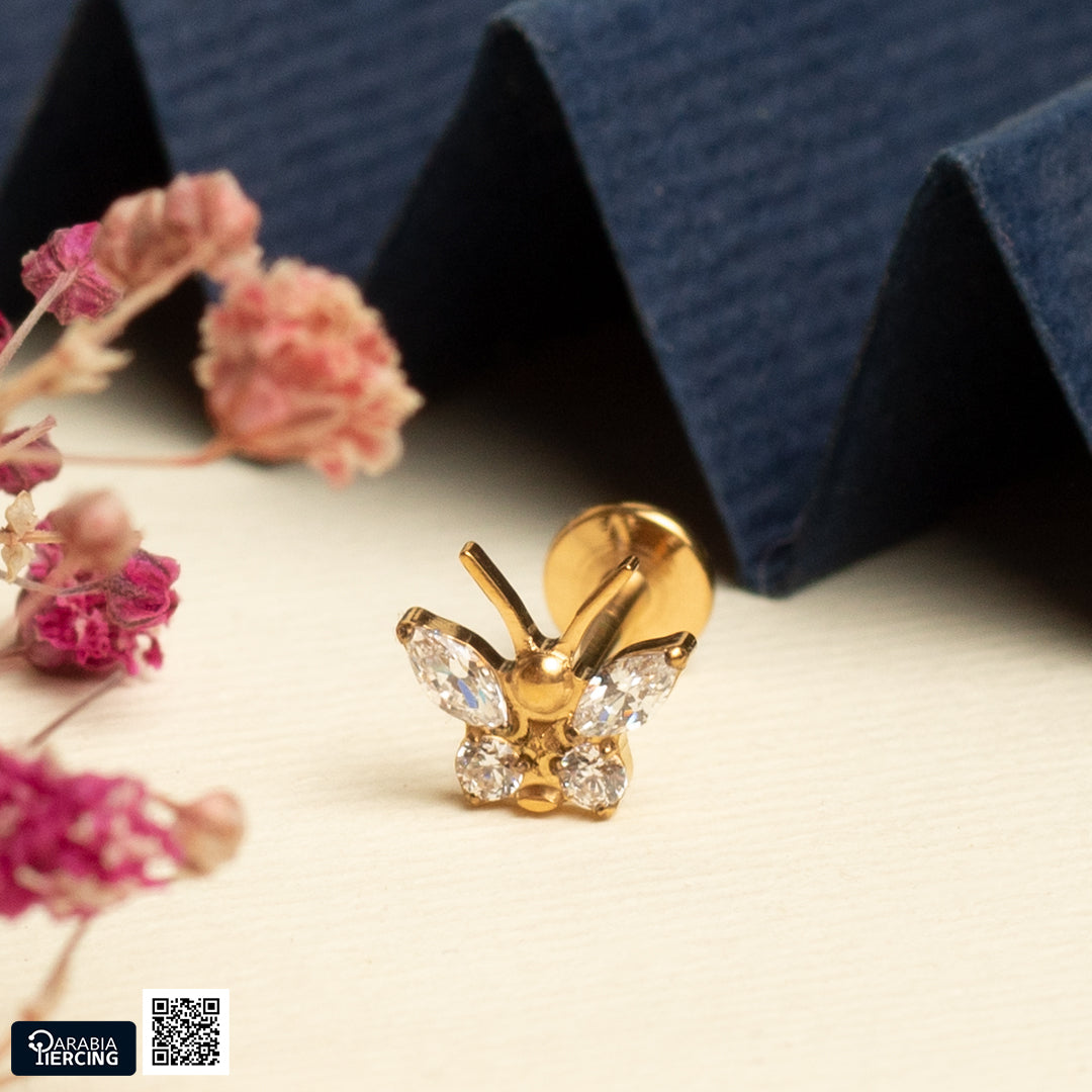 Golden Butterfly Titanium Flatback