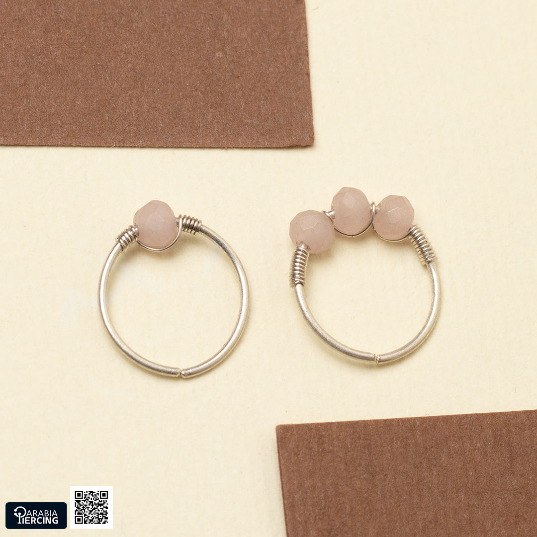 Colorful Dots Silver Nose Hoop