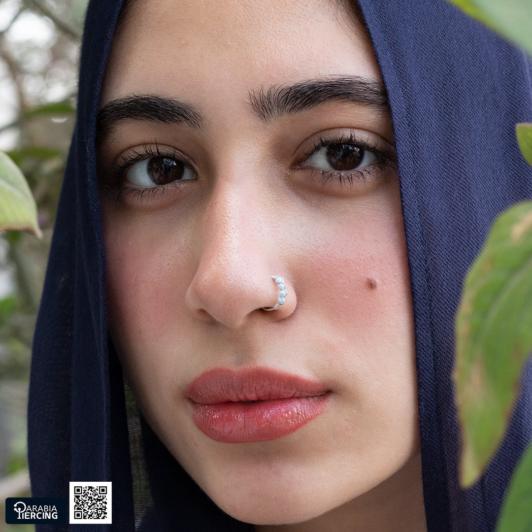 Baby Blue Silver Nose Hoop