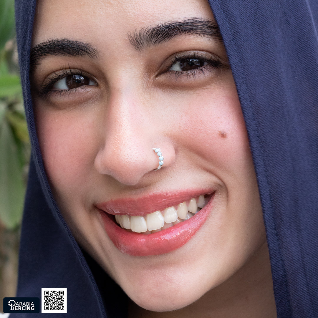 Baby Blue Silver Nose Hoop