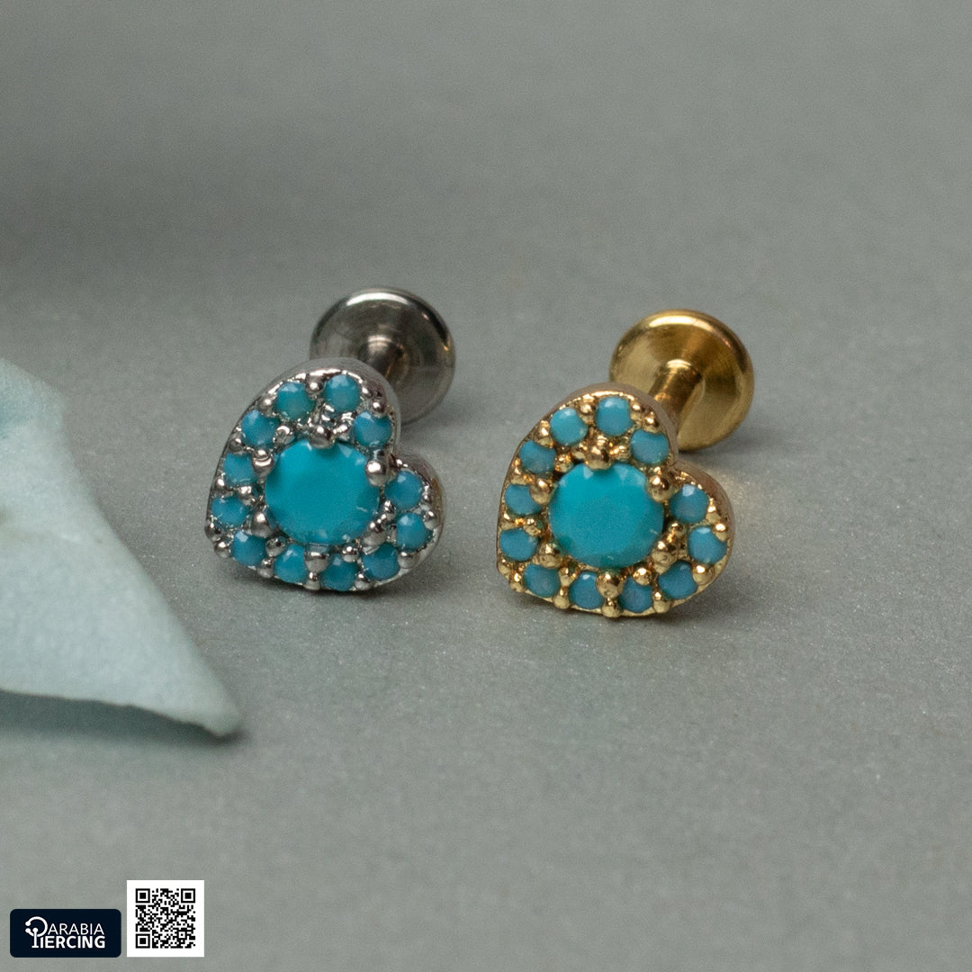 Turquoise Heart Flatback