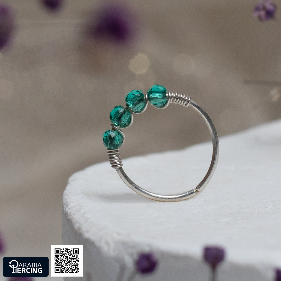 4 Dots Colorful Silver Nose Hoop