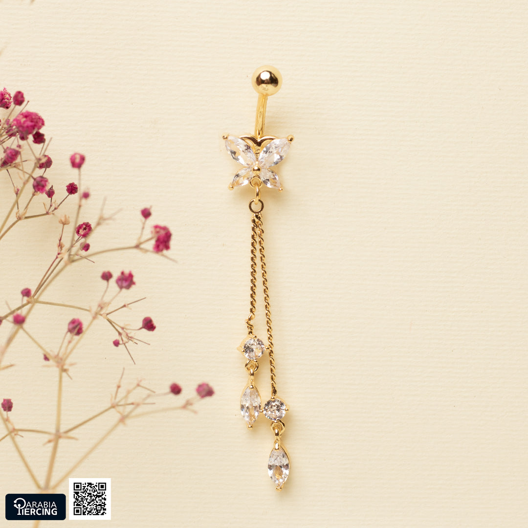 Dangling Gold Butterfly Belly Ring