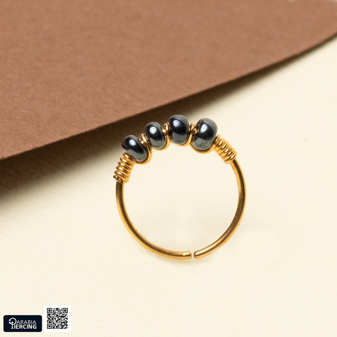 Navy Gold Nose Hoop