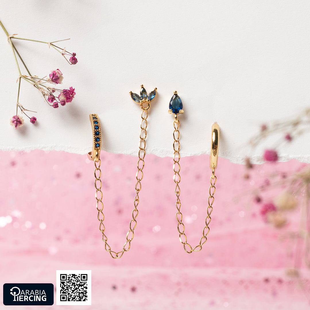 Crown & Dot Connected Earrings