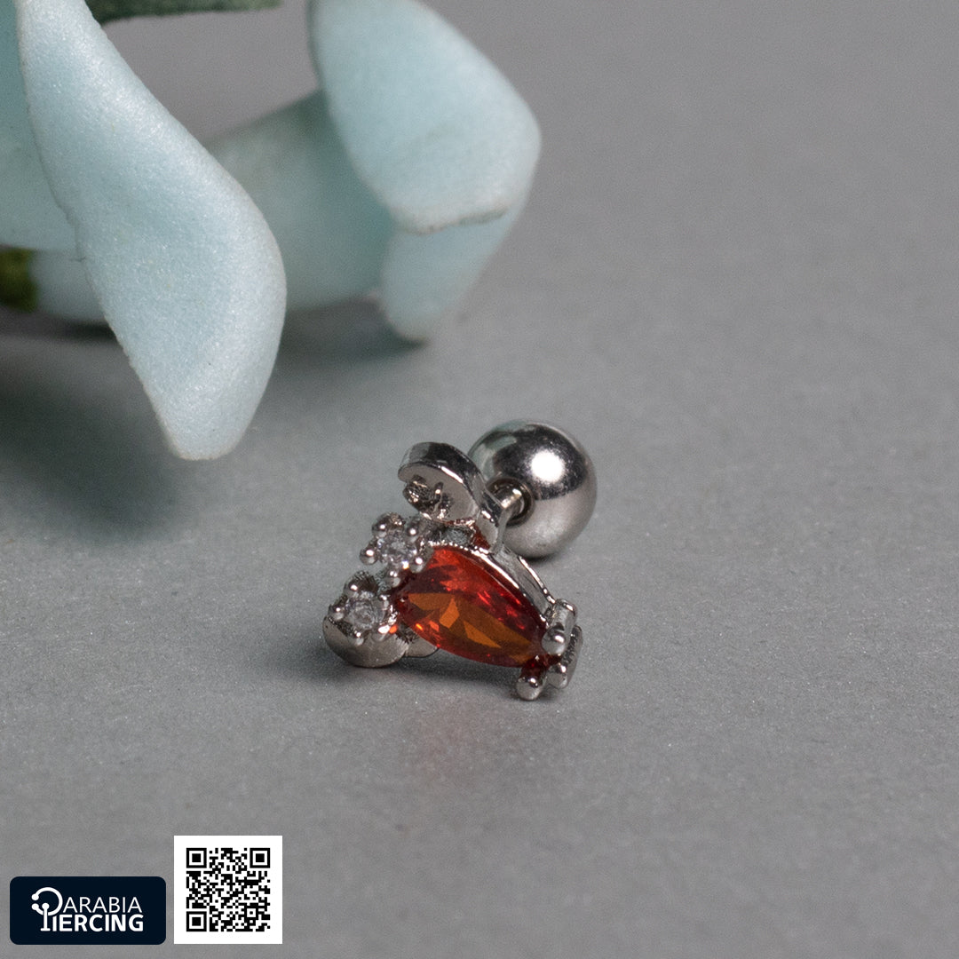 Orange Ballback Earring