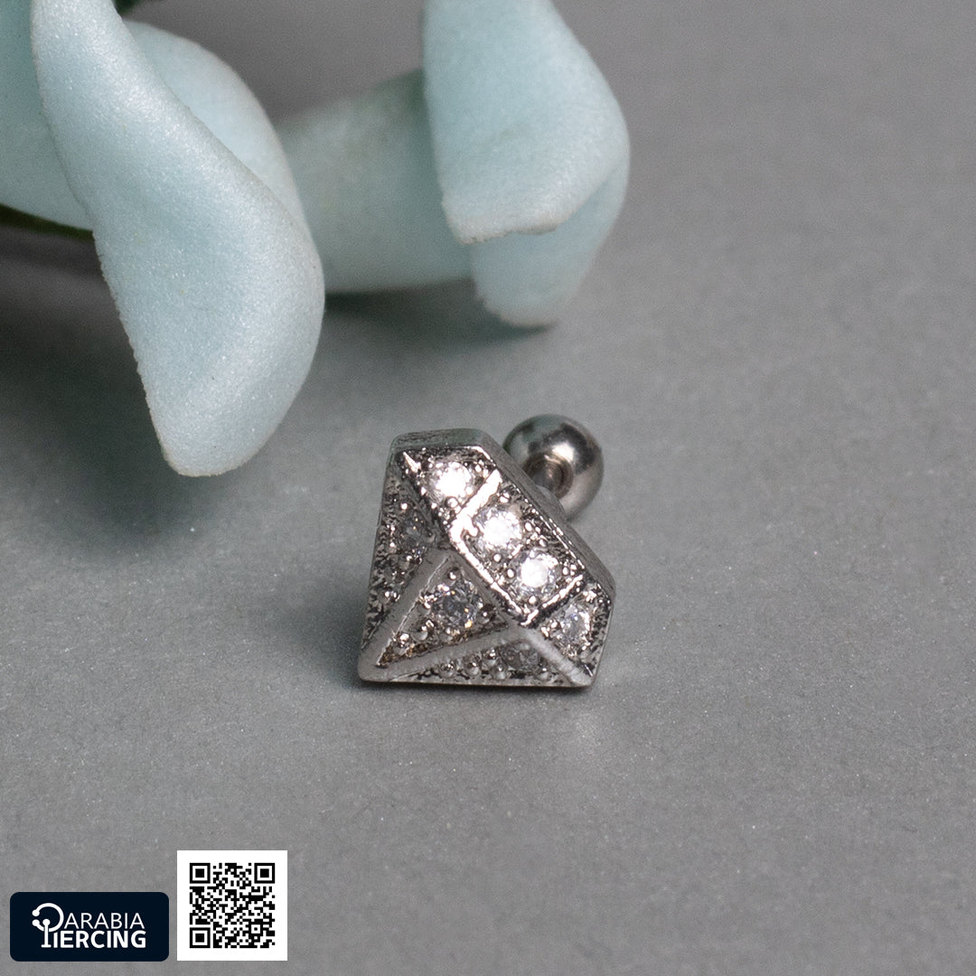 Diamond & Heart Ballback Earring
