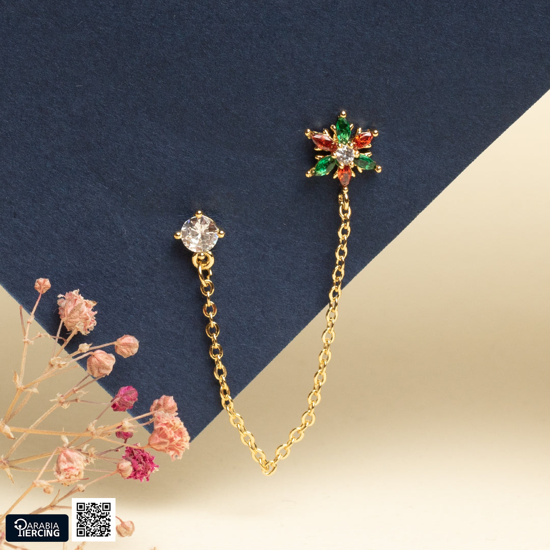 Ball back Connected Earrings