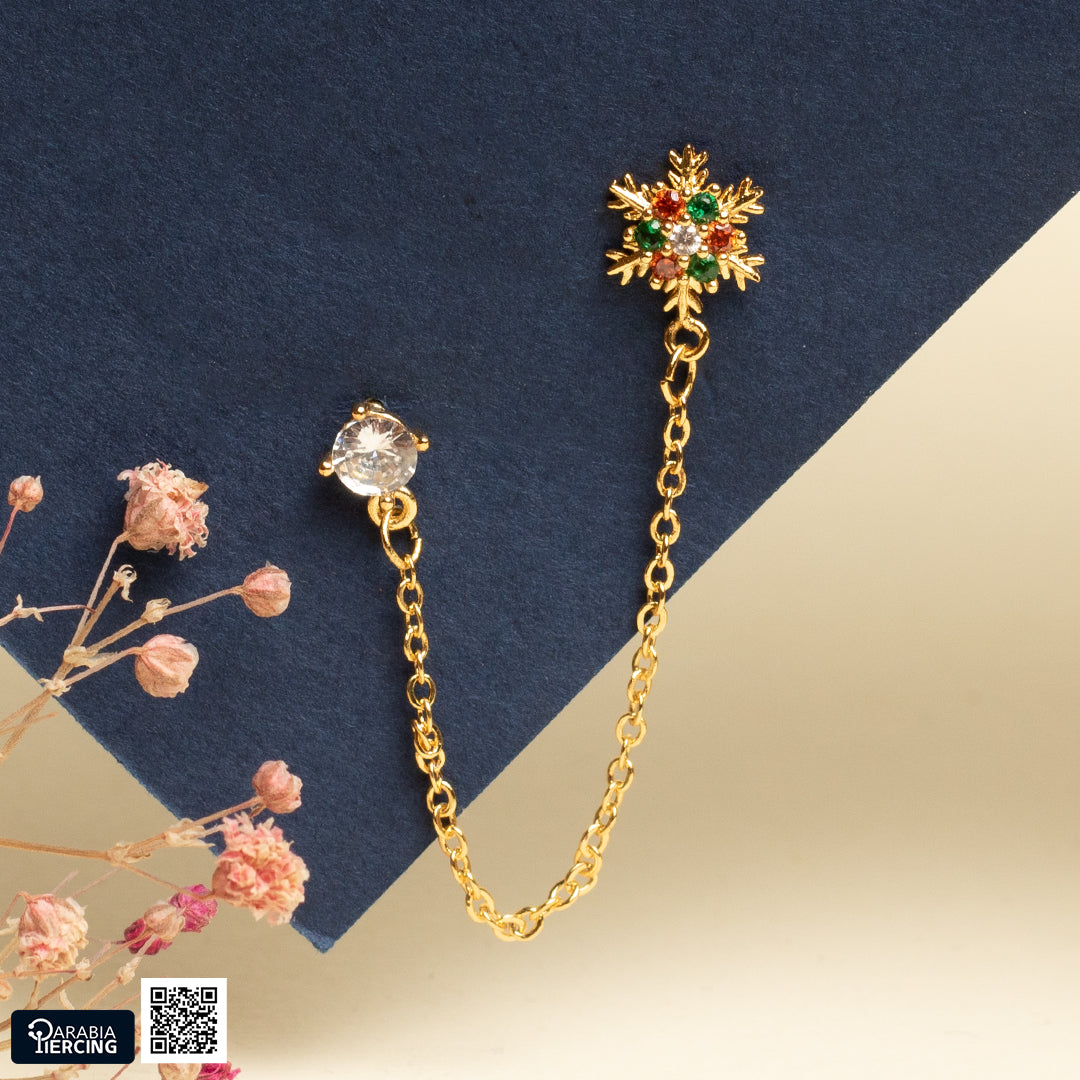 Ball back Connected Earrings