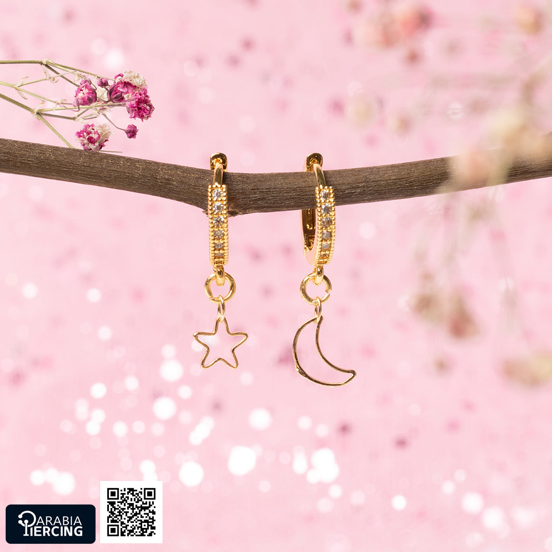 Star & Moon Dangling Earrings