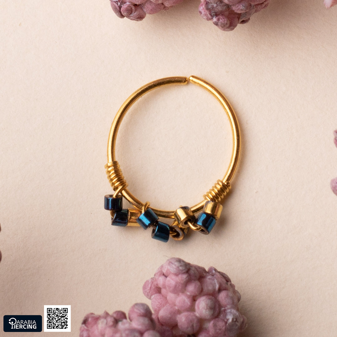 Multi Beads Gold Hoop Nose