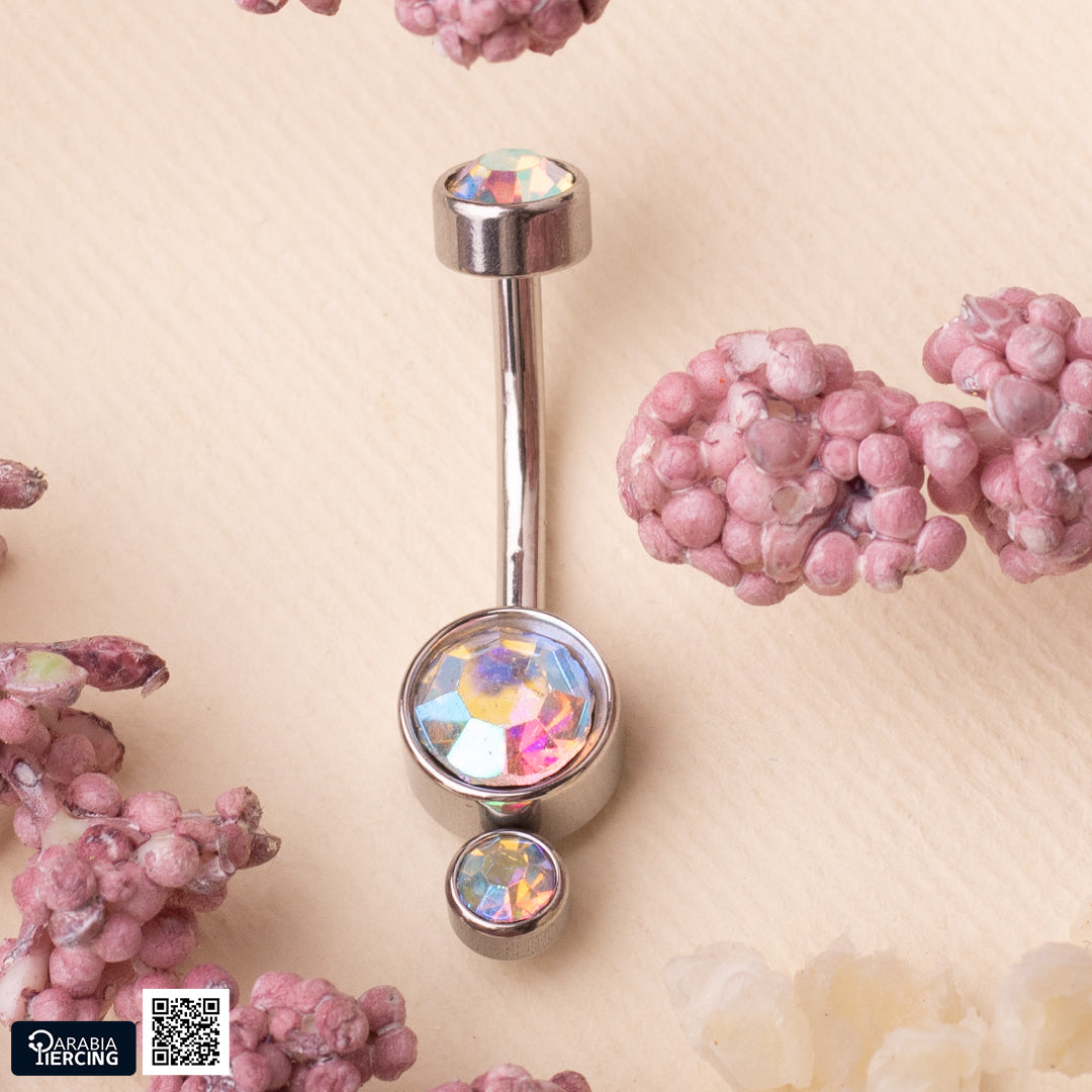 Two Crystals Belly Ring
