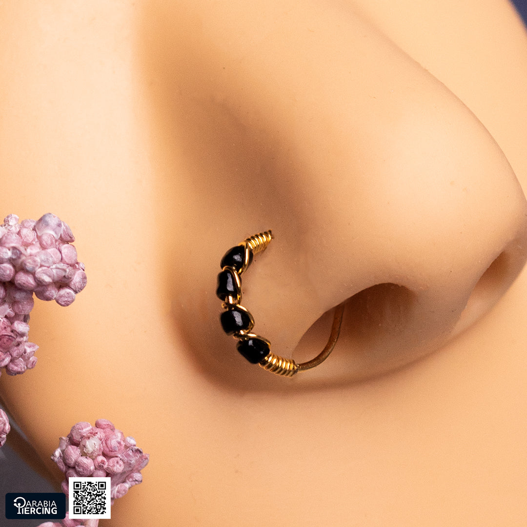 Multi Beads Gold Hoop Nose