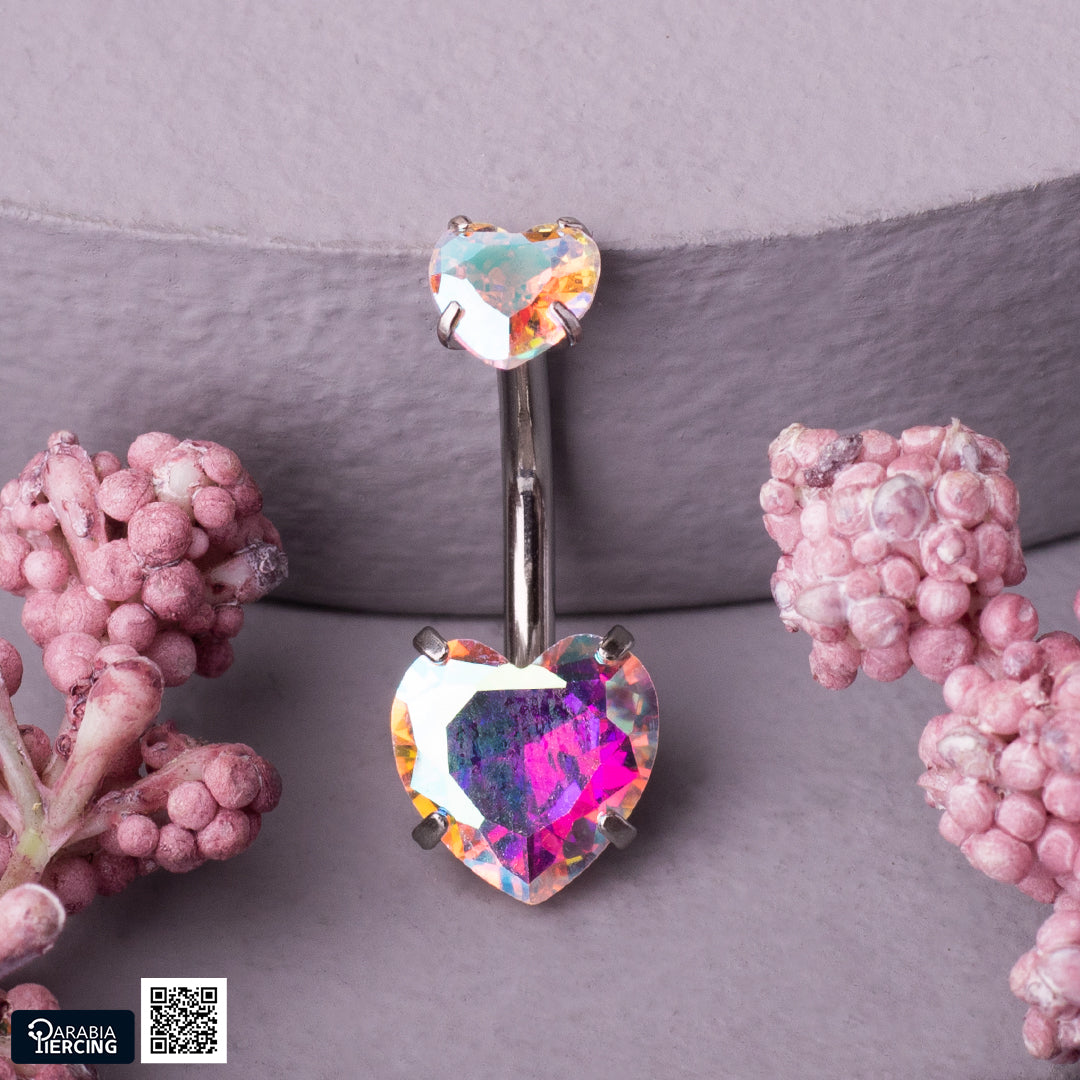 Heart Crystal Belly Ring