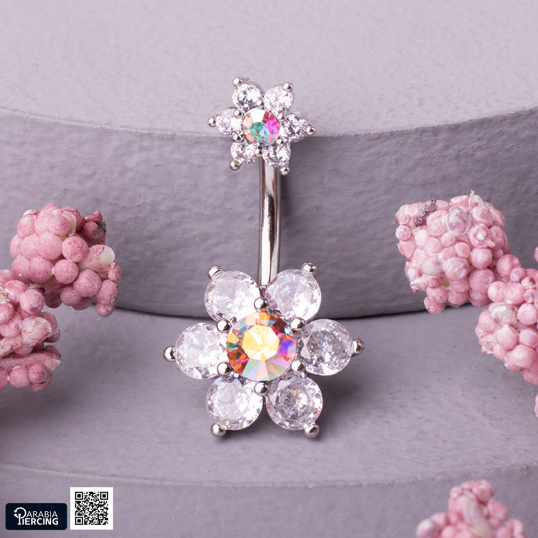 Double Flower Belly Ring