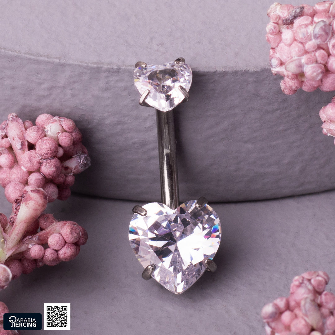 Heart Crystal Belly Ring
