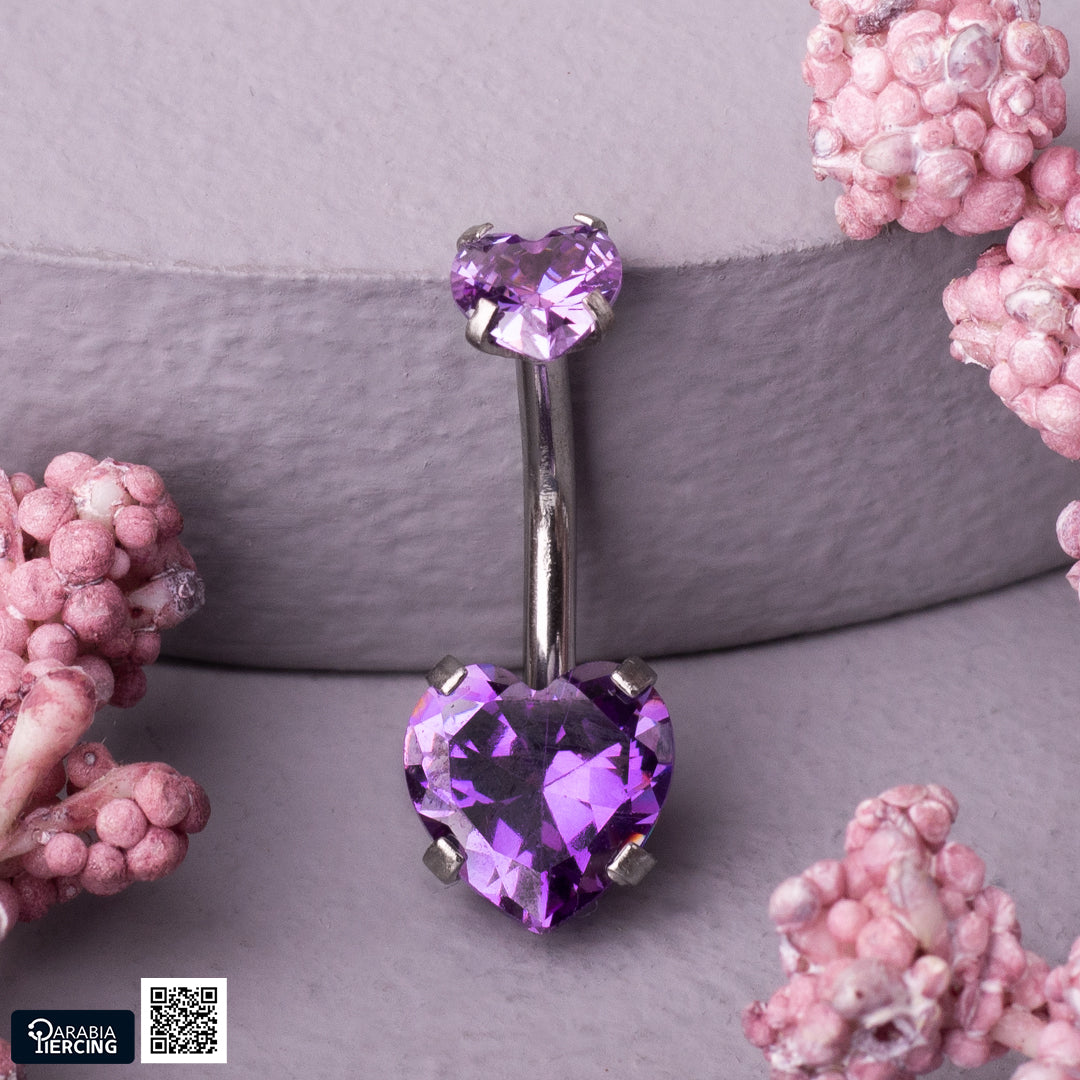 Heart Crystal Belly Ring