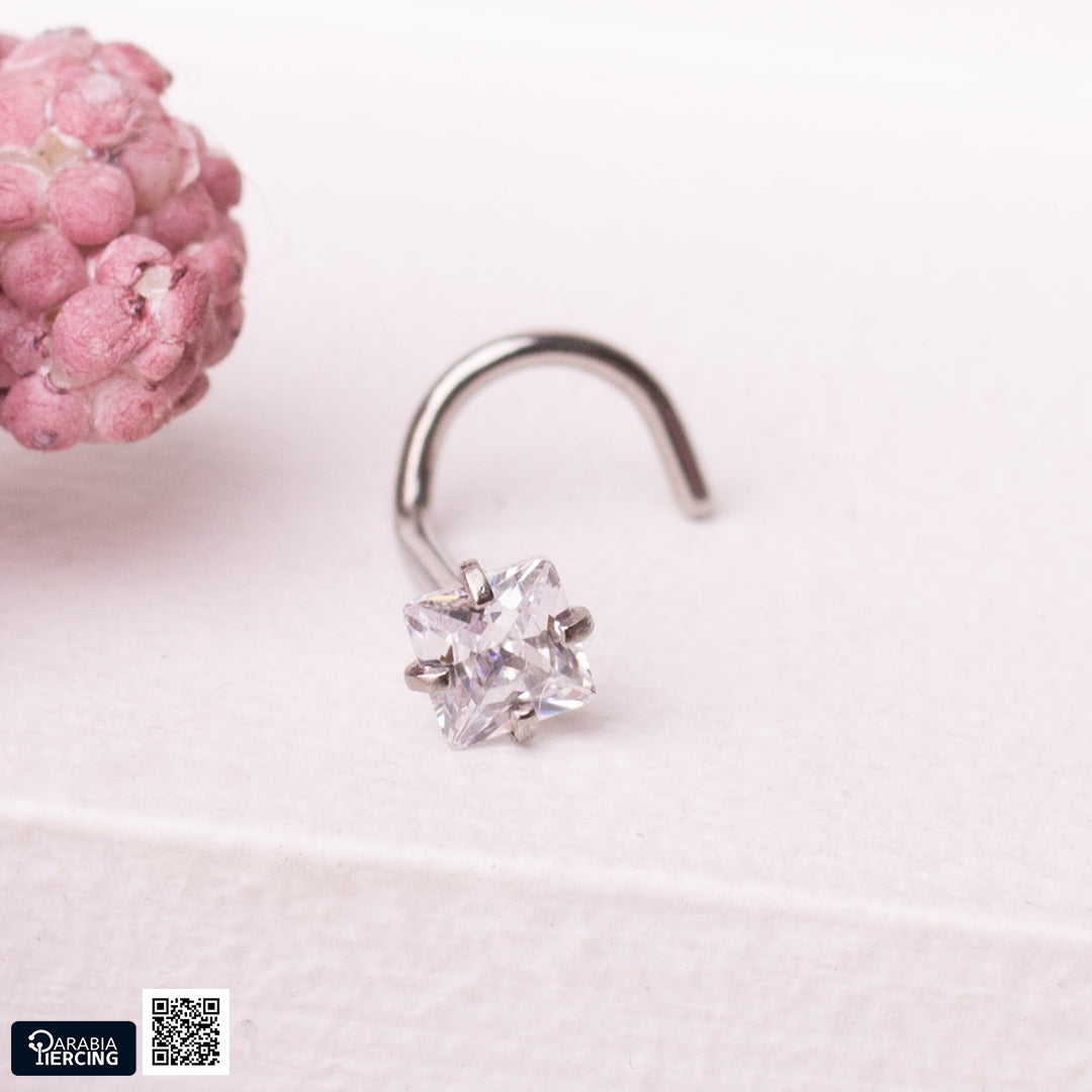 Silver Zircon U Shape