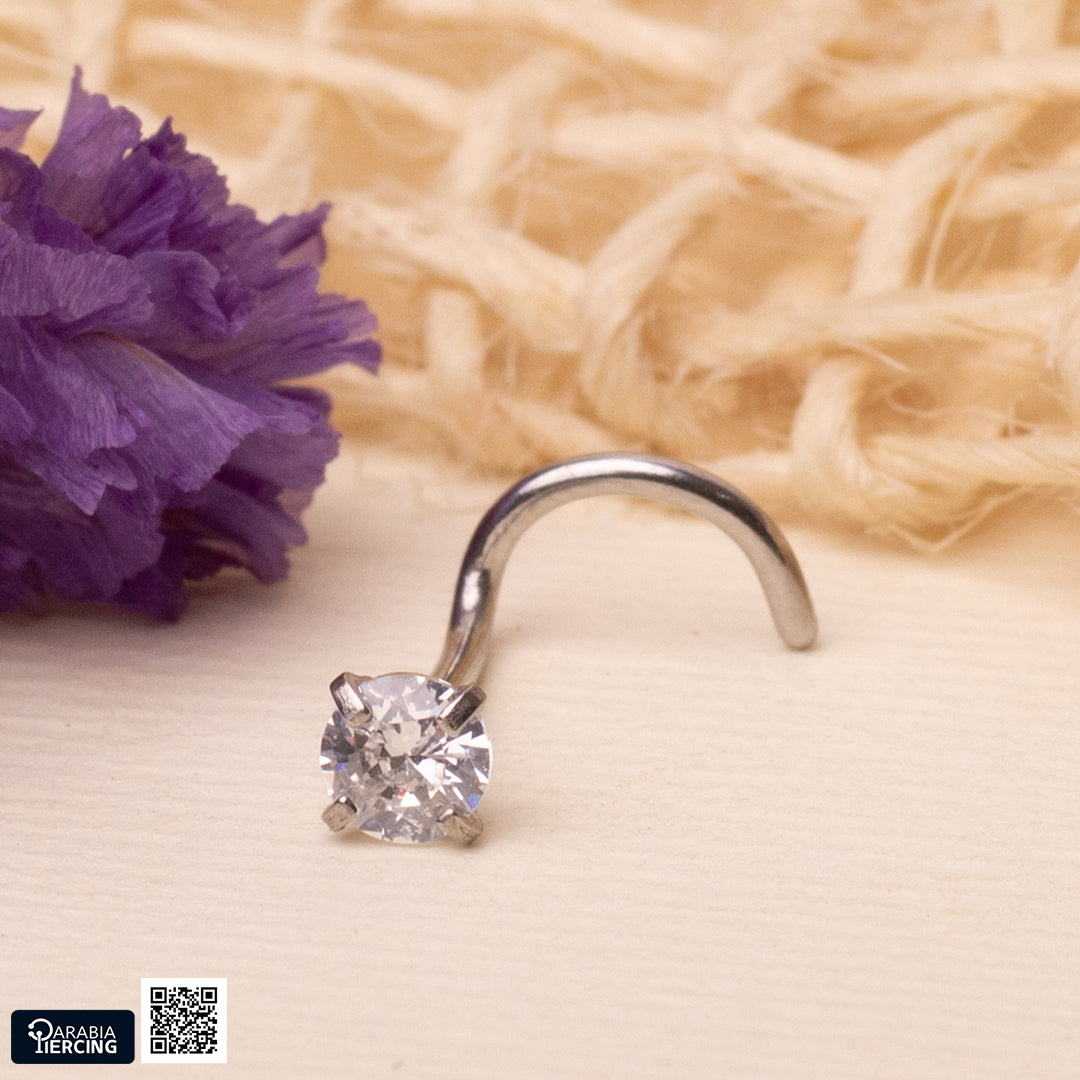 Round Zircon U-Shape Nose Stud