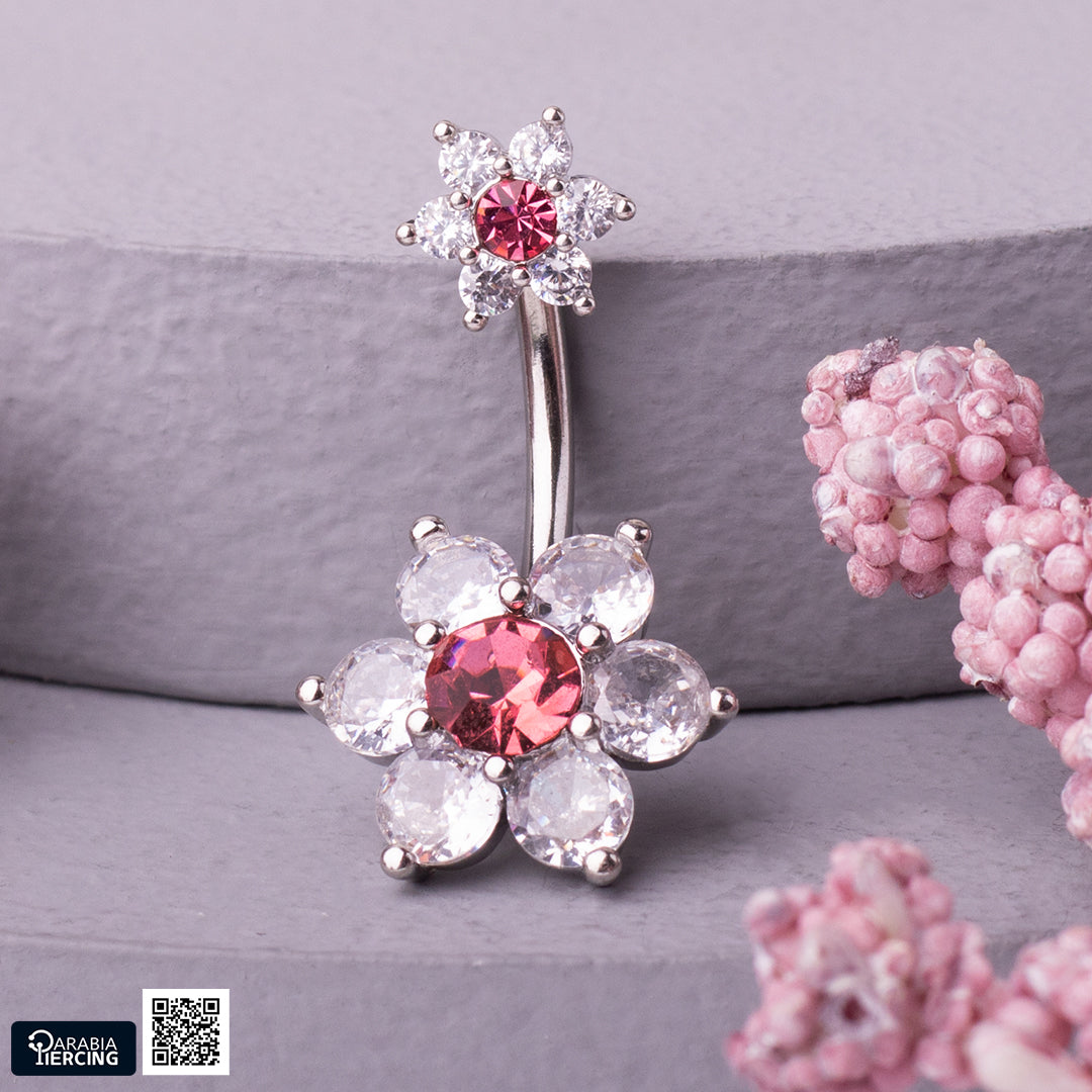 Double Flower Belly Ring
