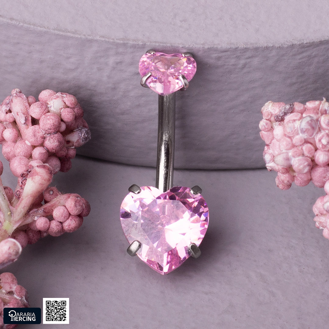 Heart Crystal Belly Ring