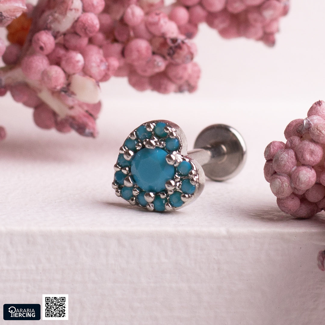 Turquoise Heart Flatback