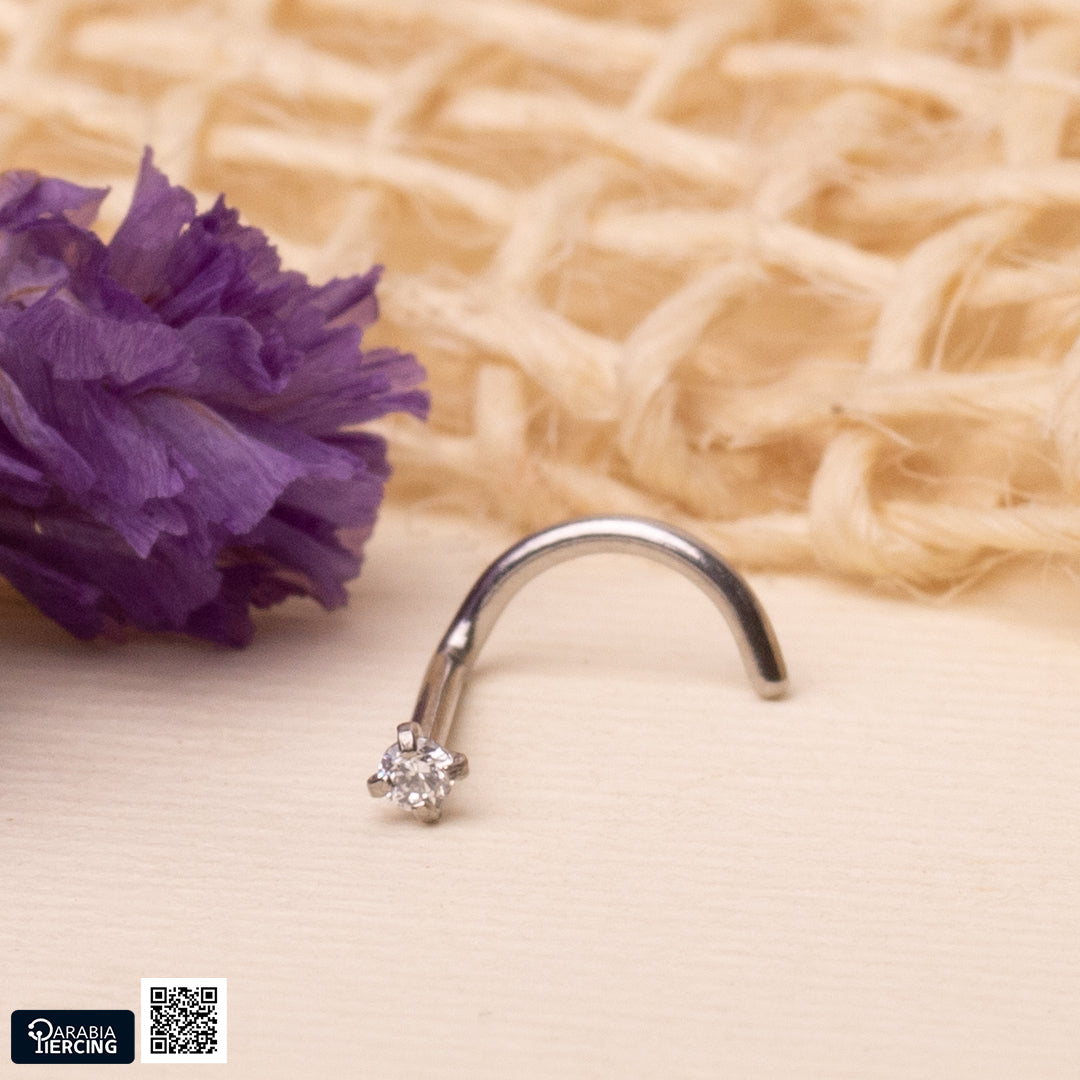 Round Zircon U-Shape Nose Stud