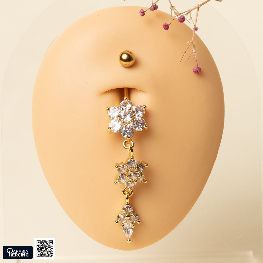 Crystal Flower Belly Ring