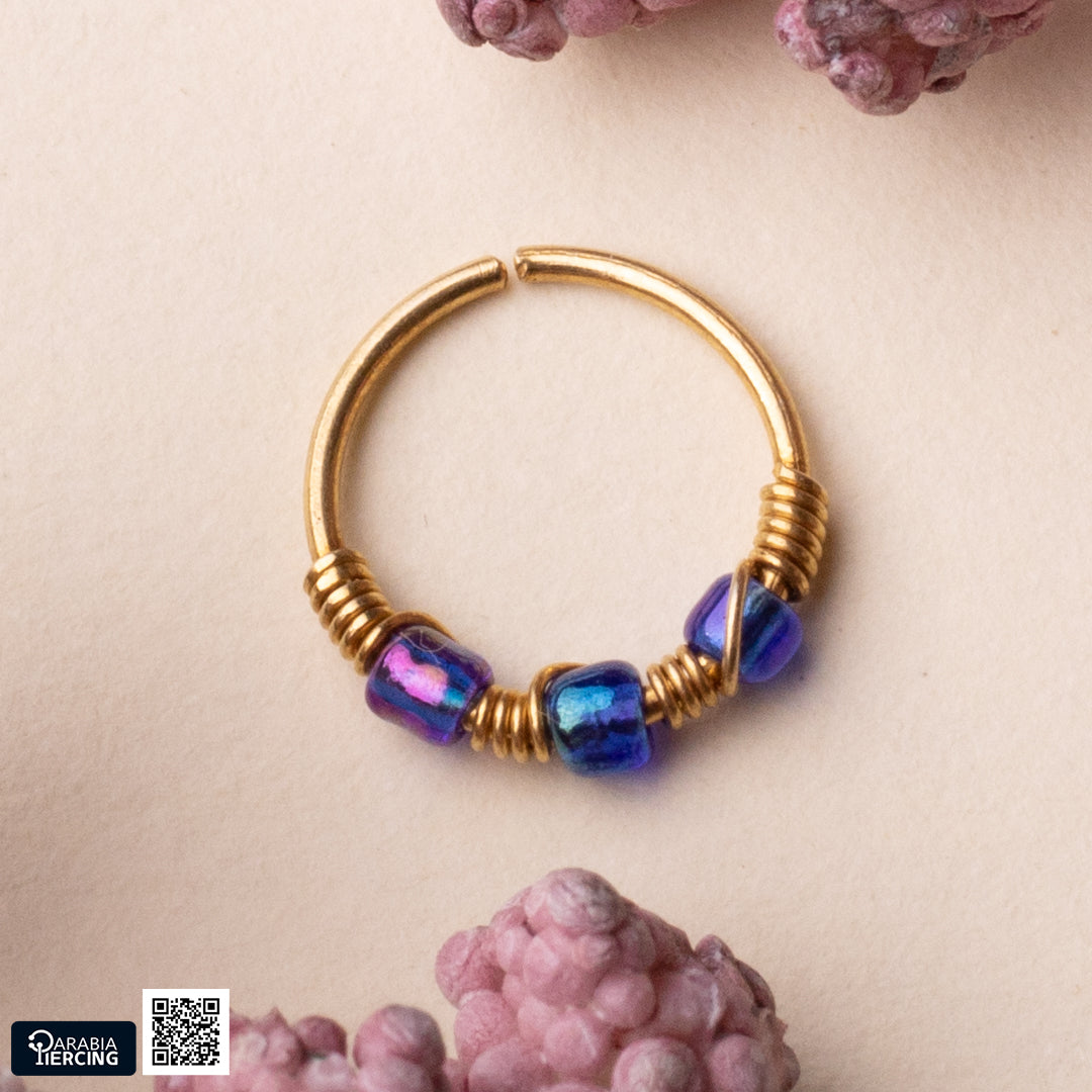 Multi Beads Gold Hoop Nose