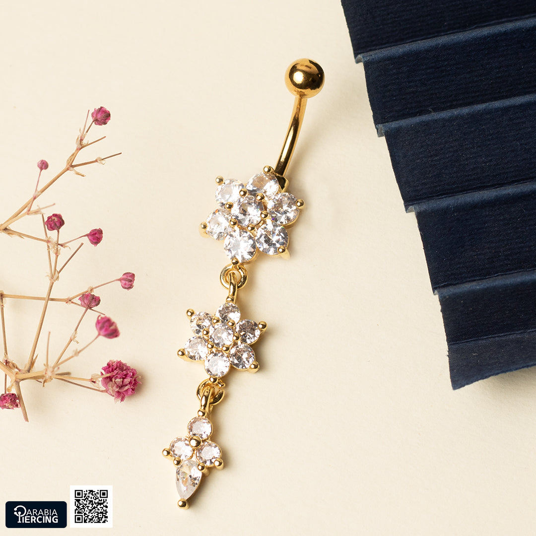 Crystal Flower Belly Ring