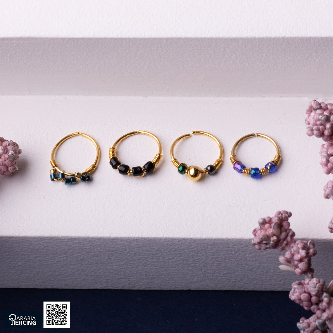 Multi Beads Gold Hoop Nose