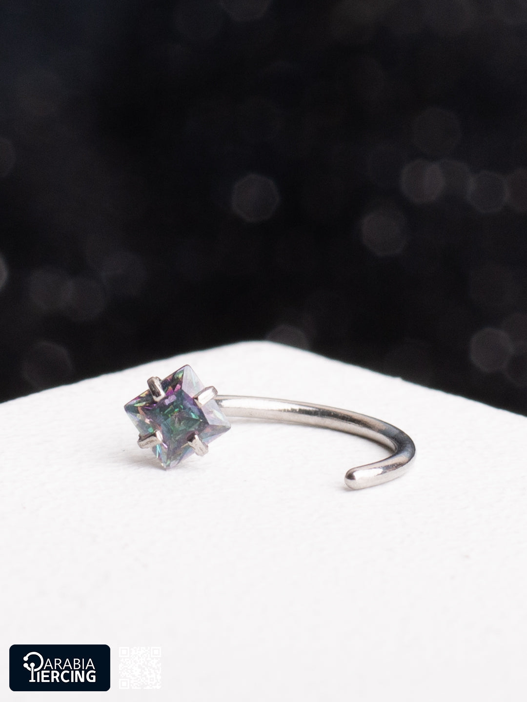 Colorful Square Zirconia Half Hoop