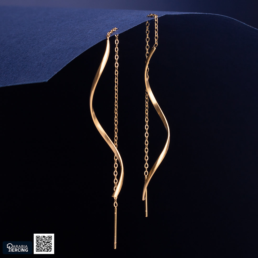 Pair Wave Chain Earrings
