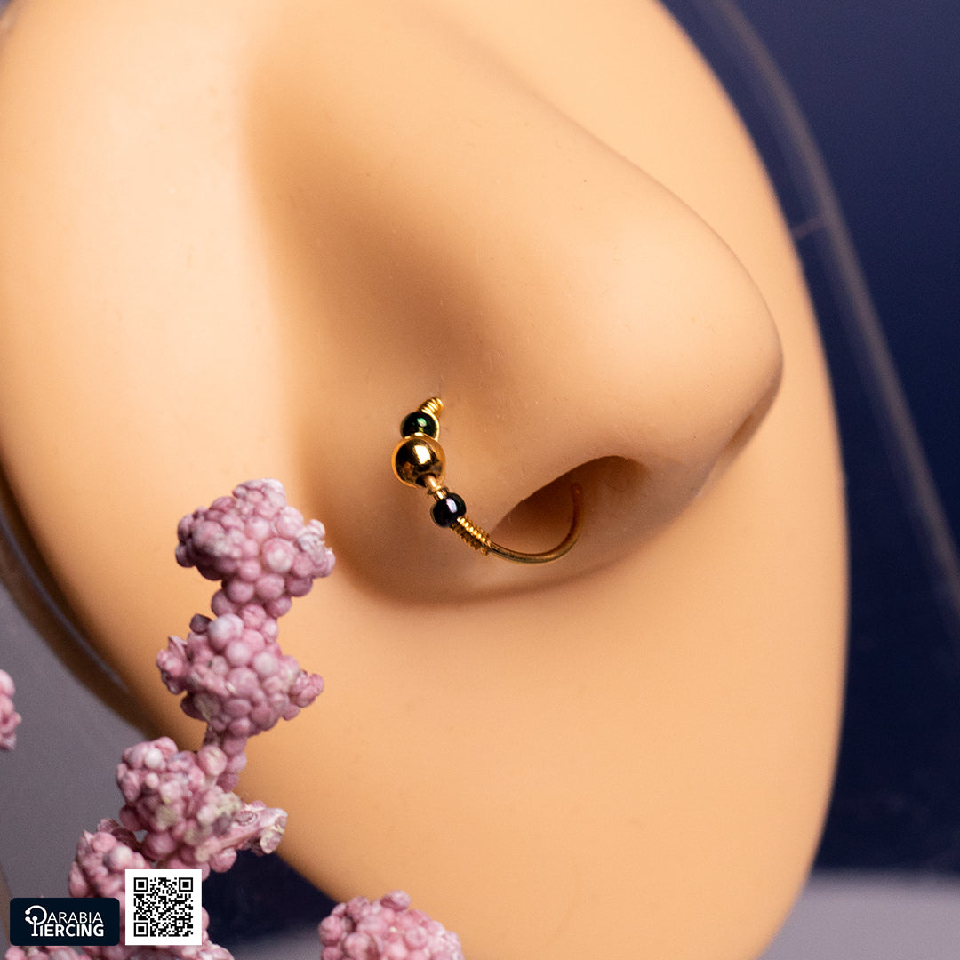 Multi Beads Gold Hoop Nose