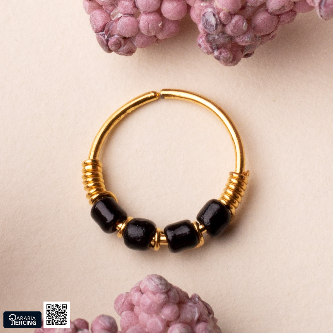 Multi Beads Gold Hoop Nose