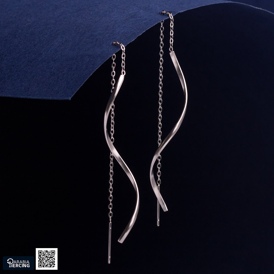 Pair Wave Chain Earrings
