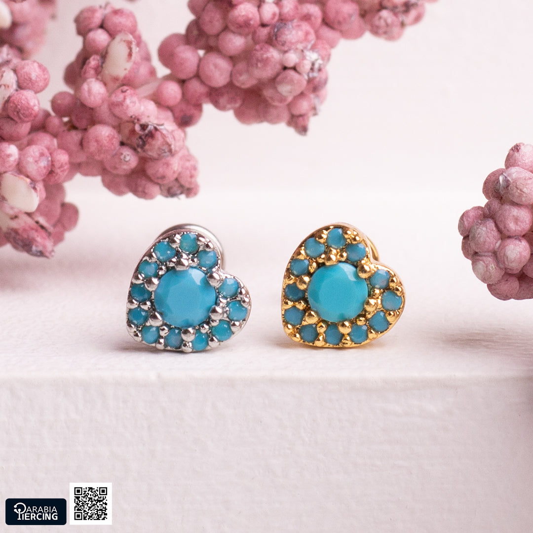 Turquoise Heart Flatback