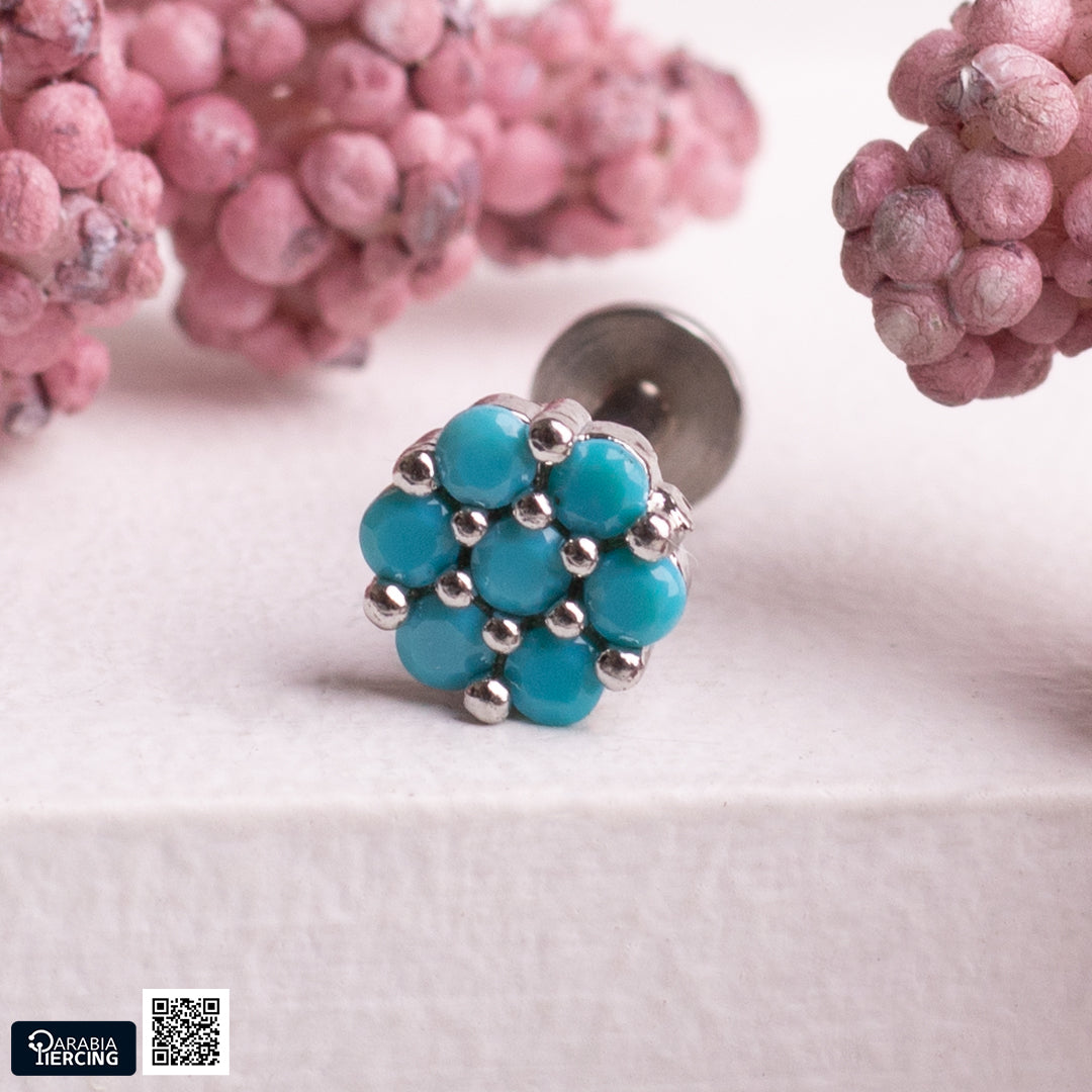 Turquoise Full Flower Flatback