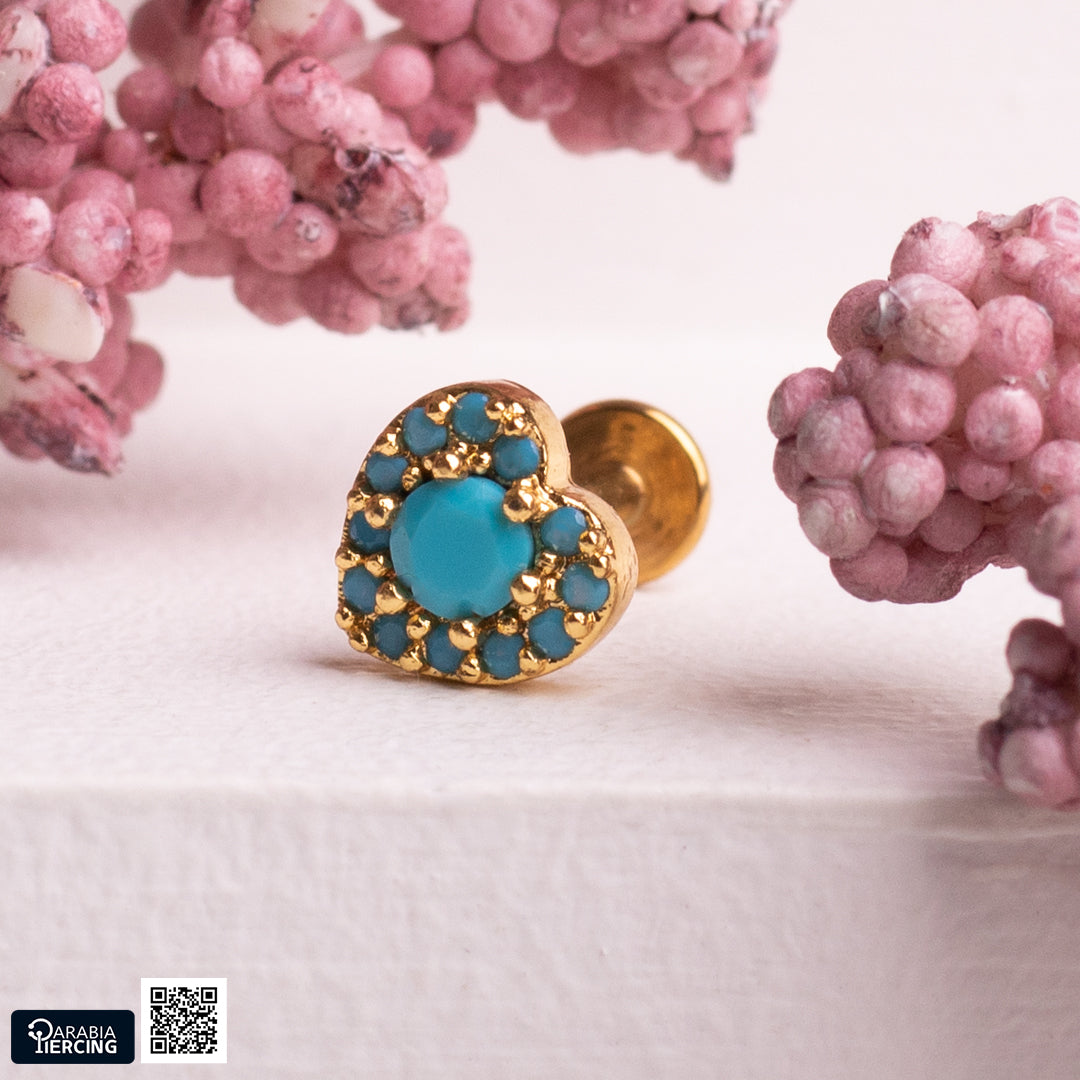 Turquoise Heart Flatback