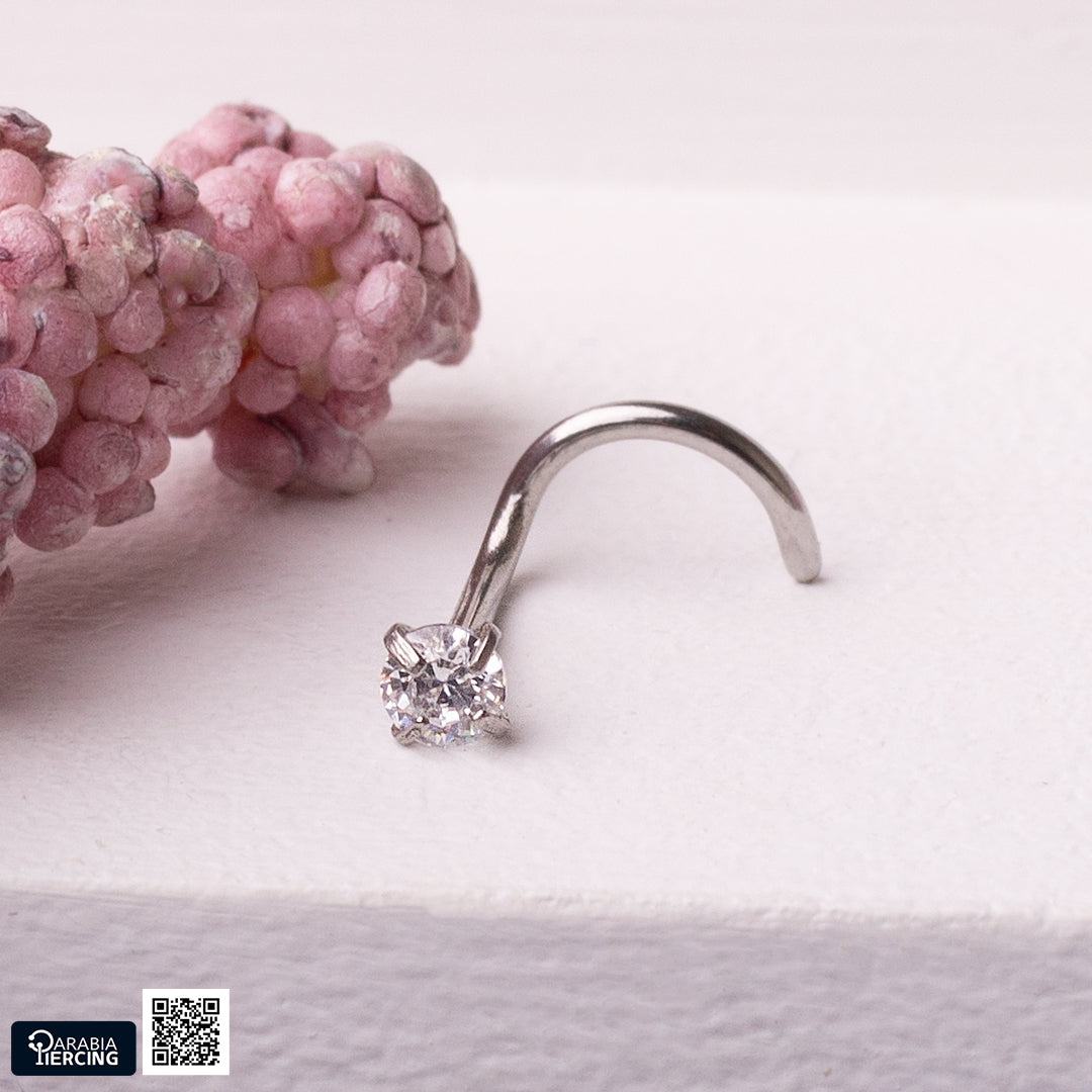 Round Zircon U-Shape Nose Stud