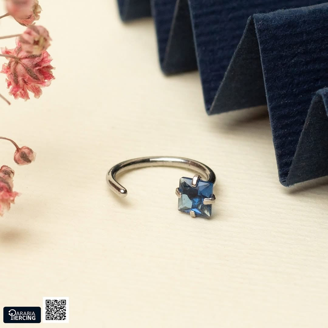 Colorful Square Zirconia Half Hoop