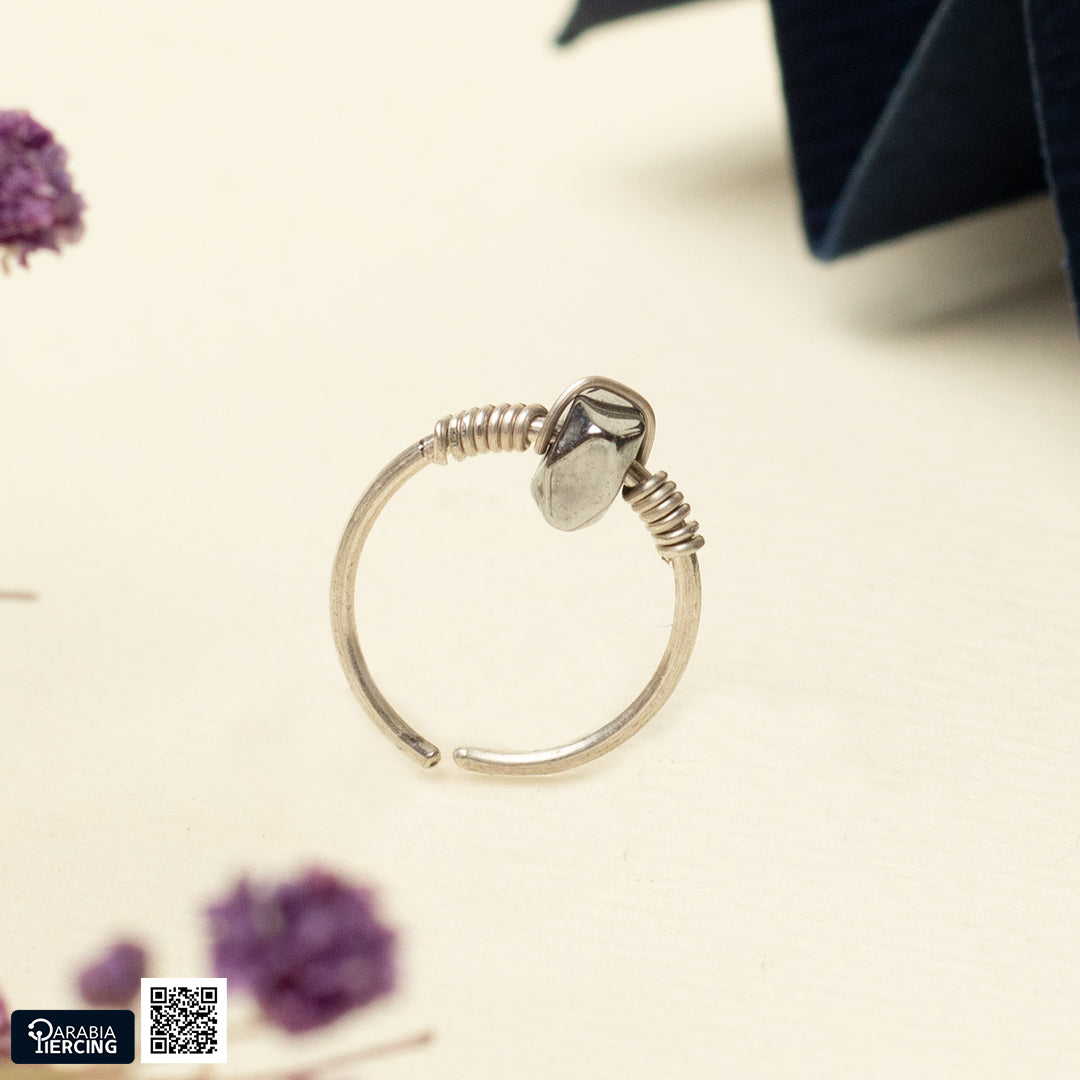 Big dots silver nose hoop