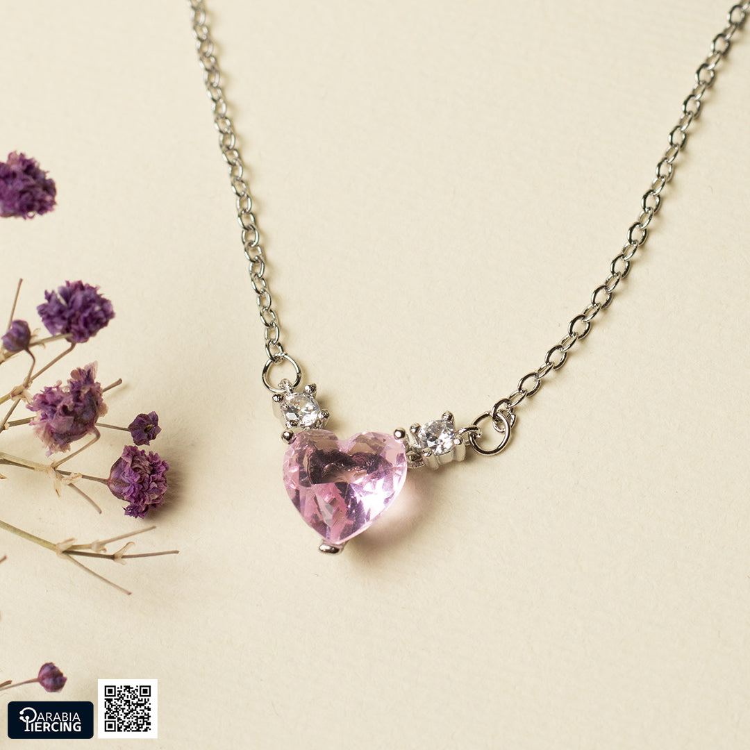 Pink heart neckles