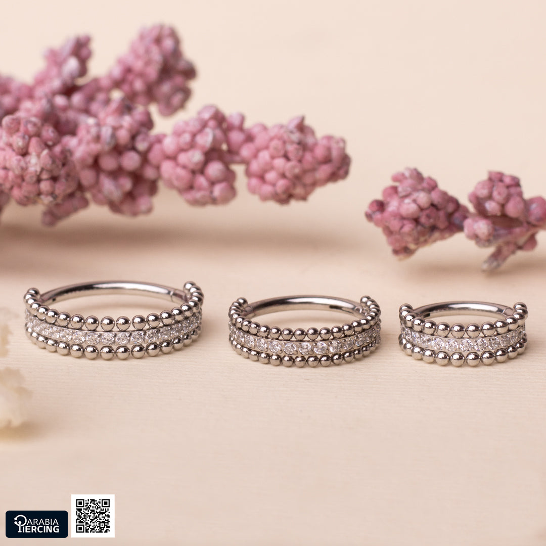 Beaded Crystal Clicker Hoop